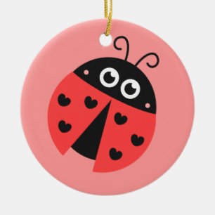 Ornement En Céramique Coccinelle mignonne avec des coeurs comme les