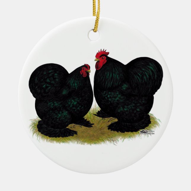 Ornement En Céramique Cochins Black Bantam Paire (Devant)