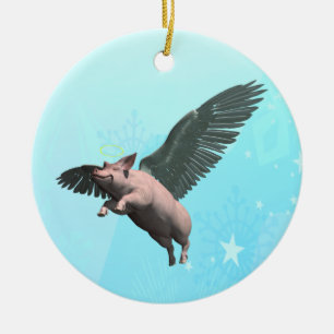 Ornement En Céramique Cochon mignon volant dans le ciel
