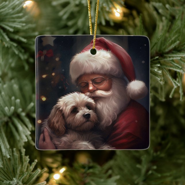 Ornement En Céramique Cockapou avec Noël Festif du Père Noël (Arbre)