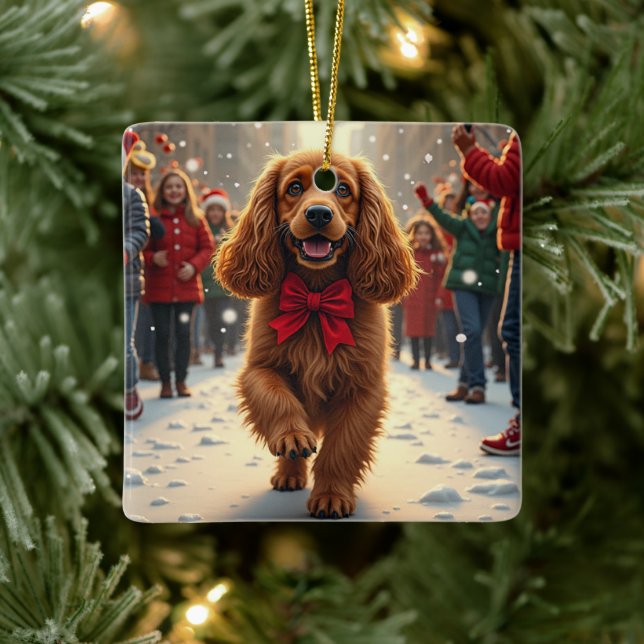 Ornement En Céramique Cocker Spaniel Christmas Parade Holiday Painting (Arbre)