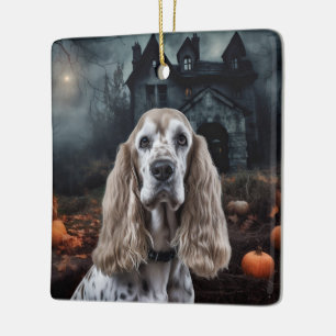 Ornement En Céramique Cocker Spaniel Halloween effroi