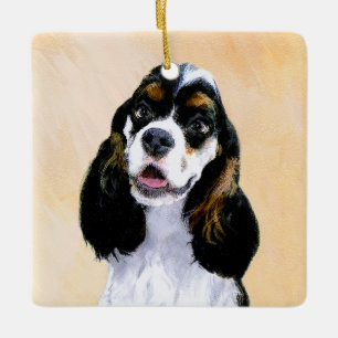 Ornement En Céramique Cocker Spaniel (Parti) Peinture - Art Chien origin
