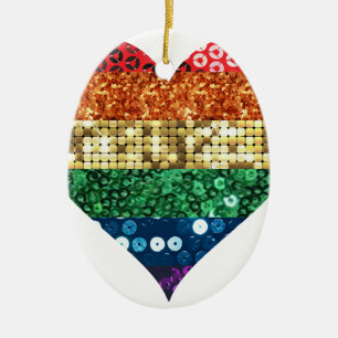 Ornement En Céramique coeur arc-en-ciel lgbt