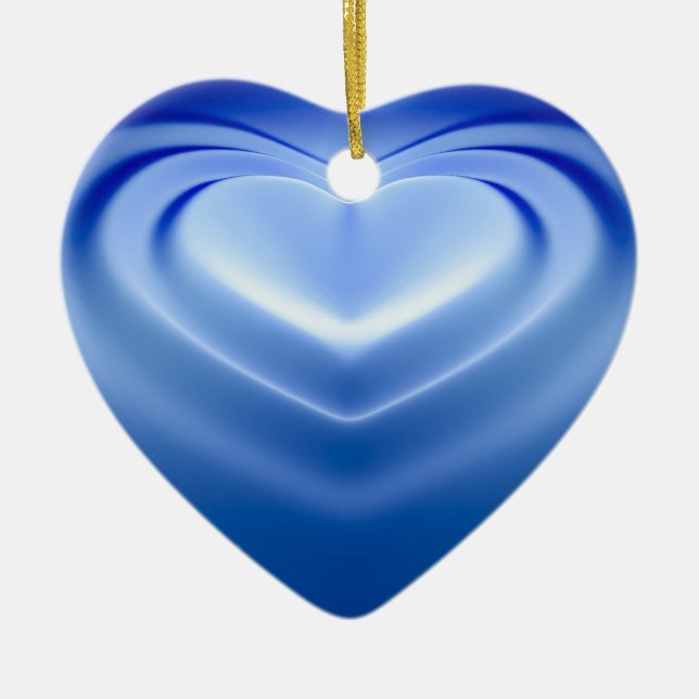 Ornement En Céramique Coeur bleu (Devant)