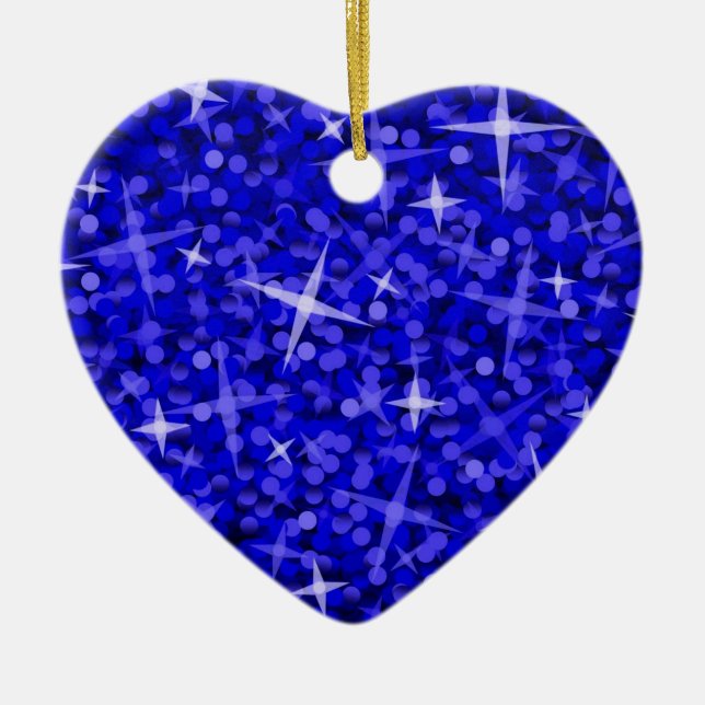 Ornement En Céramique Coeur bleu-foncé d'ornement de tape-à-l'oeil (Devant)