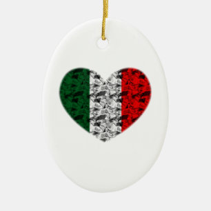 Ornement En Céramique Coeur de drapeau de l'Italie