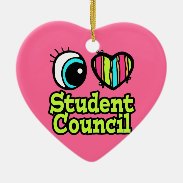 Ornement En Céramique Coeur des yeux lumineux J'aime Conseil étudiant (Devant)