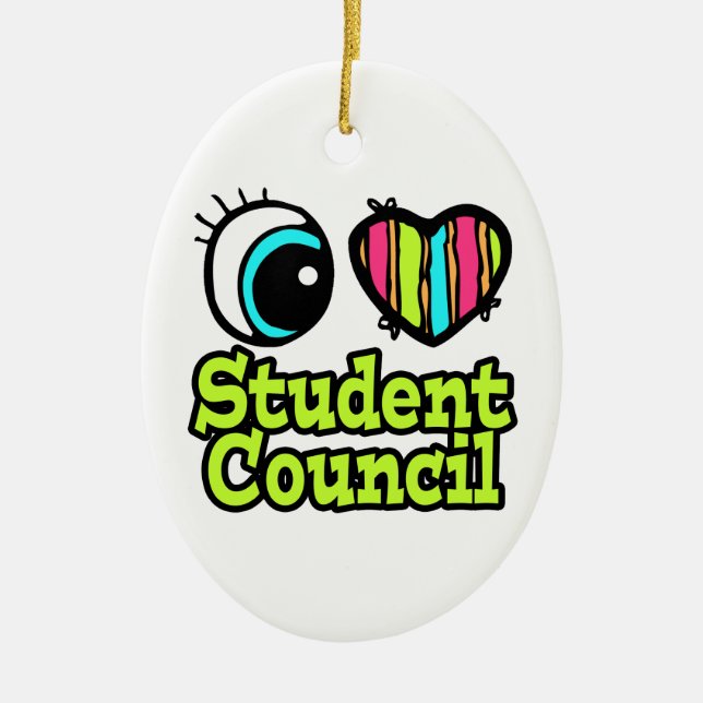 Ornement En Céramique Coeur des yeux lumineux J'aime Conseil étudiant (Devant)