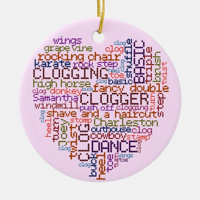 Ornement En Céramique Coeur obstruant d'art de mot de Clogger rond (Devant)