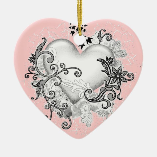 Ornement En Céramique Coeur (personnalisable) (Devant)