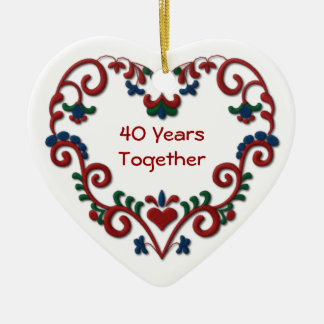 Ornement En Céramique Coeur scandinave 40 ans ensemble