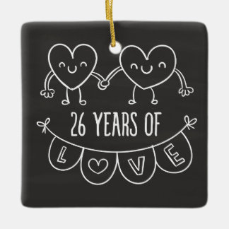 Ornement En Céramique Coeurs de calèche-cadeaux du 26e anniversaire