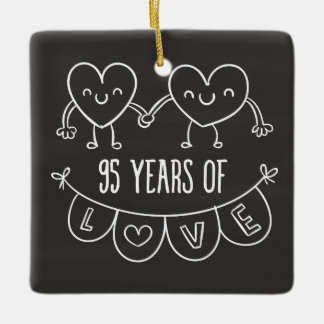 Ornement En Céramique Coeurs de calèche-cadeaux du 95e anniversaire