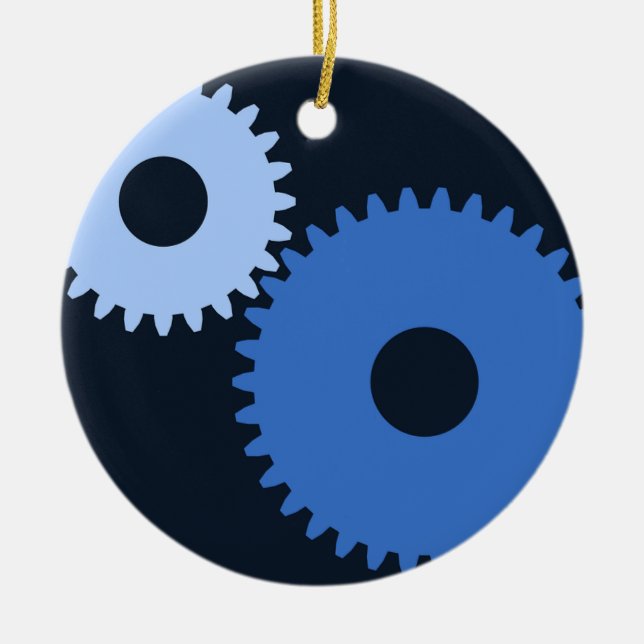 Ornement En Céramique Cog machine design Navy Blue (Devant)