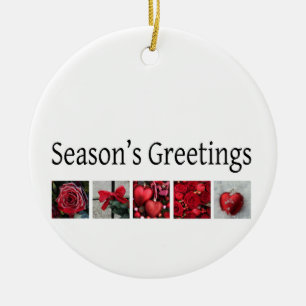 Ornement En Céramique Collage de Noël en rouge