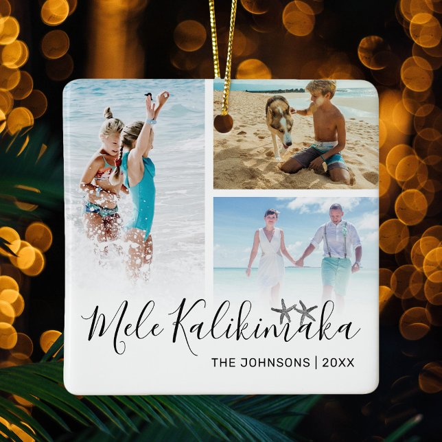 Ornement En Céramique Collage photo de Mele Kalikimaka (Créateur téléchargé)