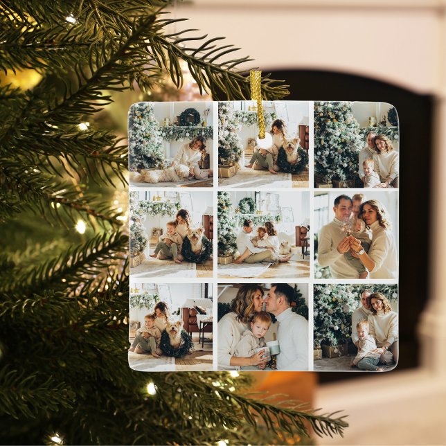 Ornement En Céramique Collage photo de Noël | Joyeux Fêtes (Créateur téléchargé)