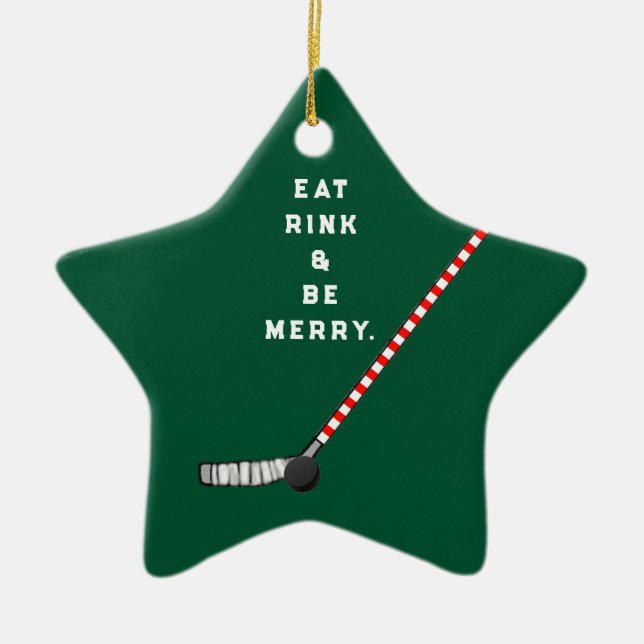 Ornement En Céramique Collectif de Noël de hockey (Devant)