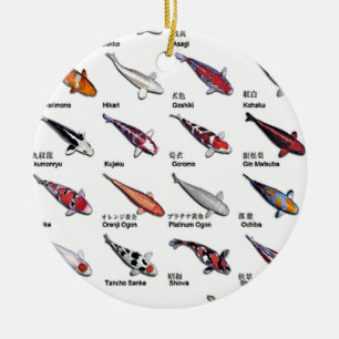 Ornement En Céramique Coloré Koi Poisson Variétés Nishikigoi Art asiatiq