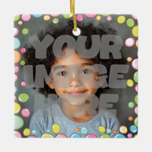 Ornement En Céramique Colorful Fun Pastel Bubble Frame Bordure pour Phot