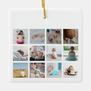 Ornement En Céramique Colorful Rainbow Baby First Year Photo Collage