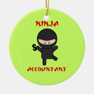 Ornement En Céramique Comptable de Ninja avec le symbole dollar