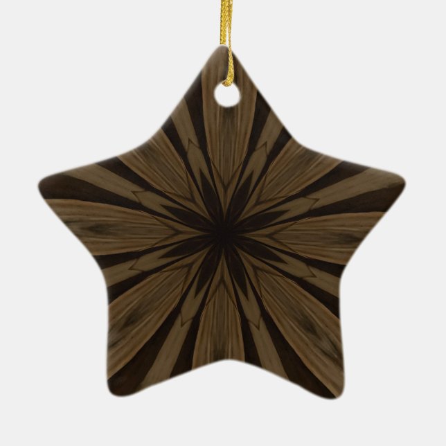 Ornement En Céramique Conception de kaléidoscope à fleurs Brown rustique (Dos)