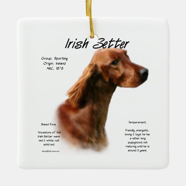 Ornement En Céramique Conception de l'histoire des Setter irlandais (Devant)