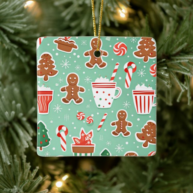 Ornement En Céramique Conception de pain d'épices de Noël (Arbre)