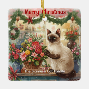 Ornement En Céramique Conception fleur de Noël de chat par fleuriste Pap