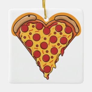 Ornement En Céramique Conception Pepperoni en forme de coeur