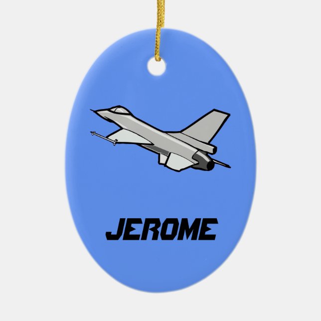 Ornement En Céramique Conception personnalisée de faucon de combat F16 (Devant)