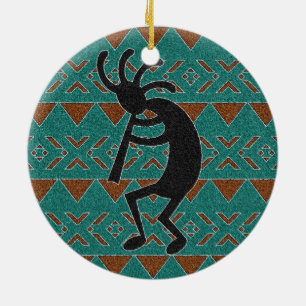 Ornement En Céramique Conception tribale de Kokopelli de turquoise de