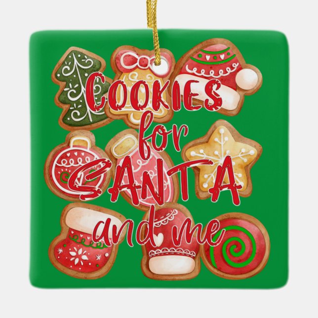 Ornement En Céramique Cookies Pour Père Noël Et Moi - Noël (Devant)
