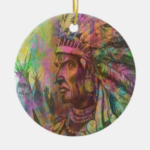 Ornement En Céramique Cool antique native amérindienne couleur clipart