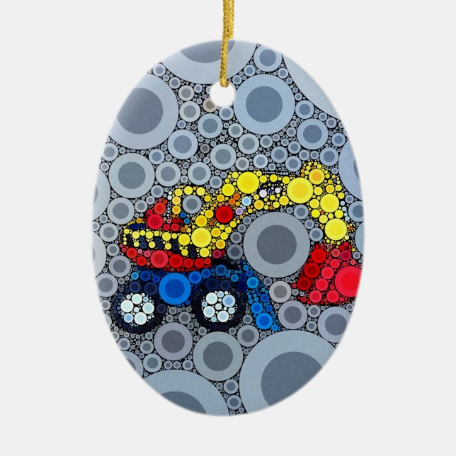 Ornement En Céramique Cool Kids Construction Truck Excavator Digger (Devant)