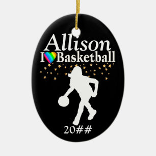 ORNEMENT EN CÉRAMIQUE COOL PERSONNALISÉ BASKETBALL CHRISTMAS ORNAMENT