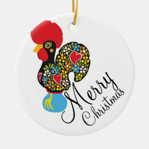 Ornement En Céramique Coq célèbre de Joyeux Noël de Barcelos Nr 06