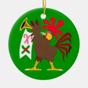 Ornement En Céramique Coq de son de la trompette de Noël