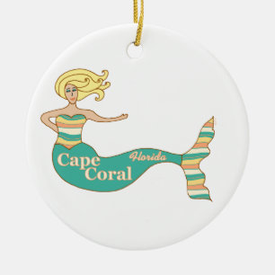 Ornement En Céramique Corail de cap, sirène de FL
