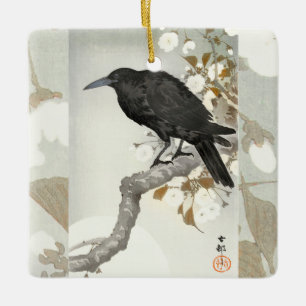 Ornement En Céramique Corbeau Koson Oiseau Japonais Corneille