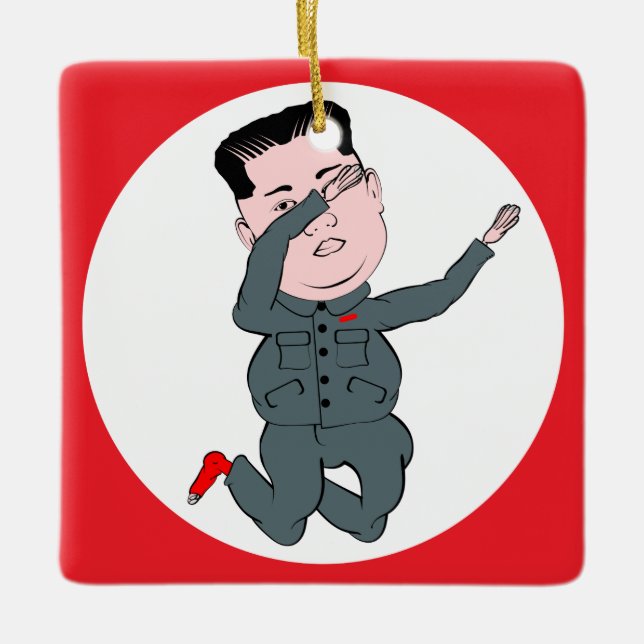 Ornement En Céramique Corée du Nord Kim Jong Un Dabbing (Devant)