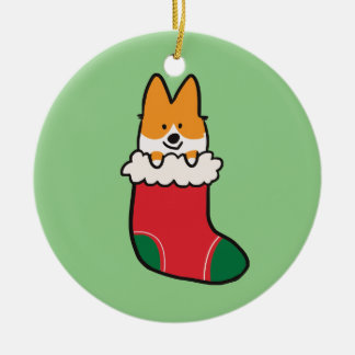 Ornement En Céramique Corgi rouge stockant l'ornement | CorgiThings
