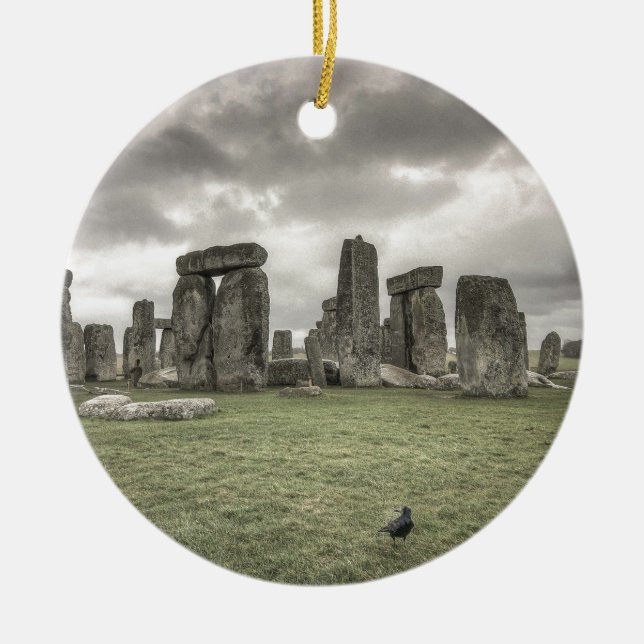 Ornement En Céramique Corneille devant Stonehenge, Angleterre (Devant)