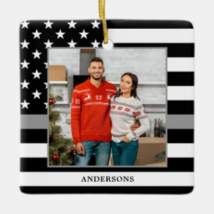 Ornement En Céramique Correctional Officer Custom Photo Gray Christmas
