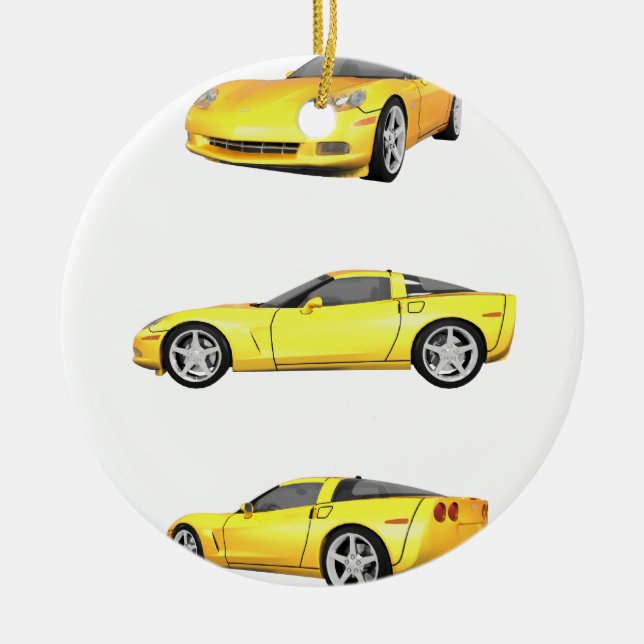 Ornement En Céramique Corvette jaune : (Devant)