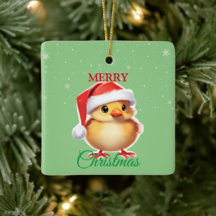 Ornement En Céramique Costume de Noël de bébé poussin animal mignon de S