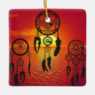 Ornement En Céramique Coucher de soleil Dreamcatcher