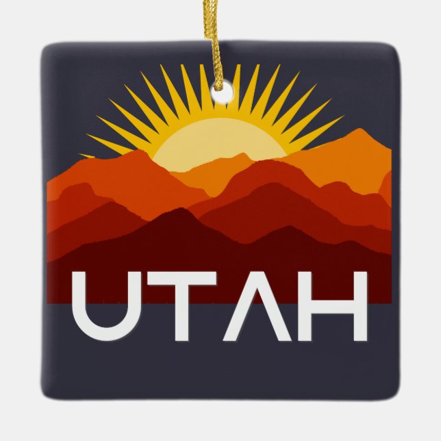 Ornement En Céramique Coucher de soleil du désert Vintage Utah Retro (Devant)